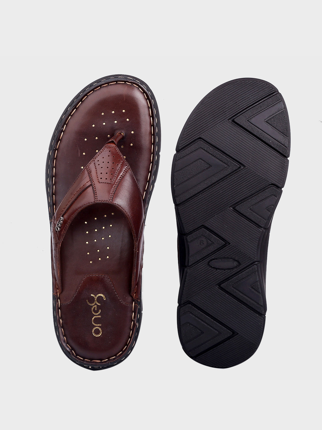 Brown Leather Slip-On Slippers