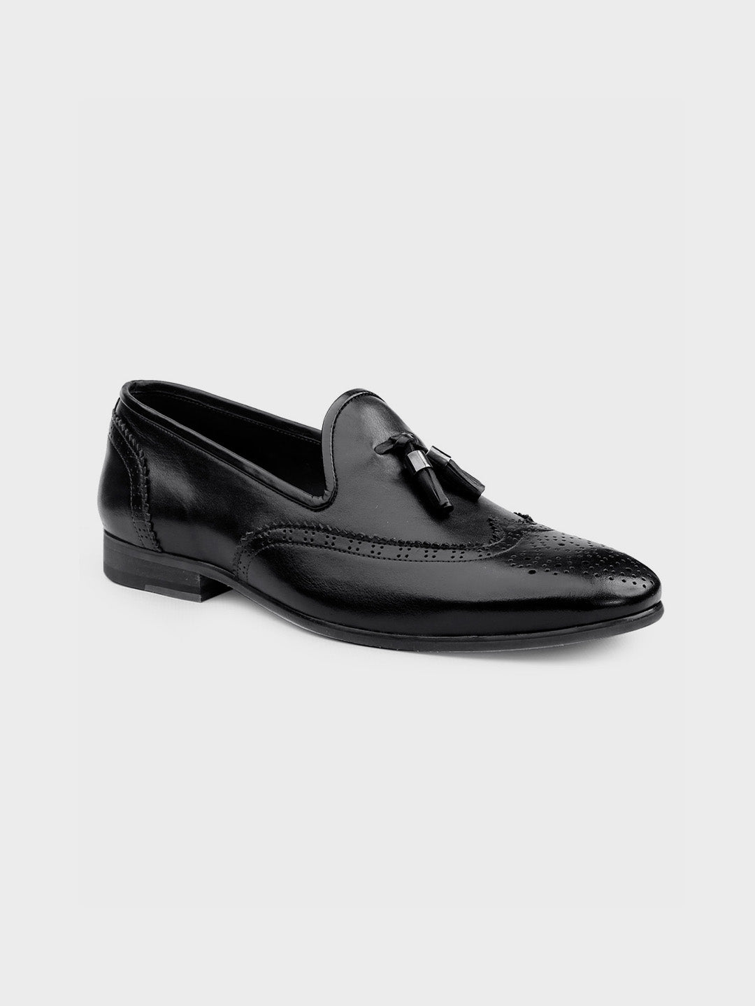 Black Leather Slip-On Loafers