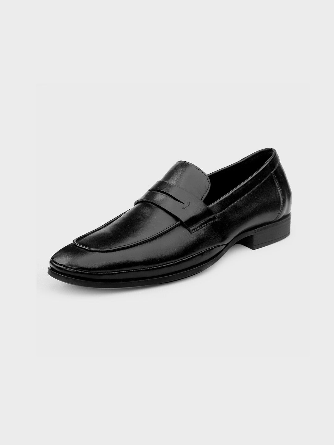 Black Leather Slip-On Loafers