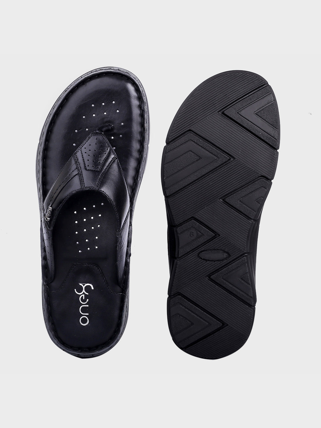 Black Leather Slip-On Slippers