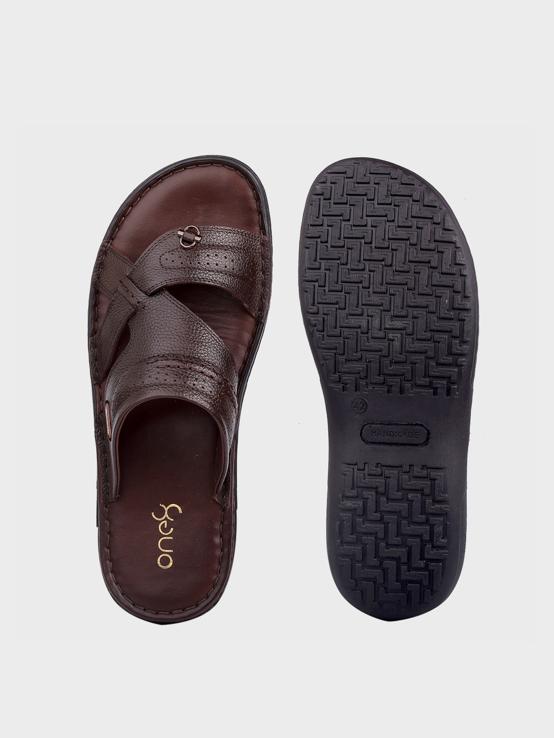 Brown Leather Slip-On Slippers