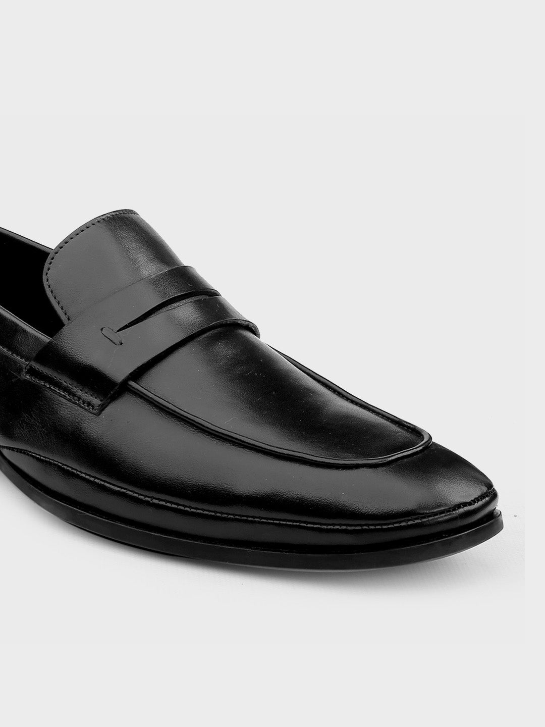 Black Leather Slip-On Loafers