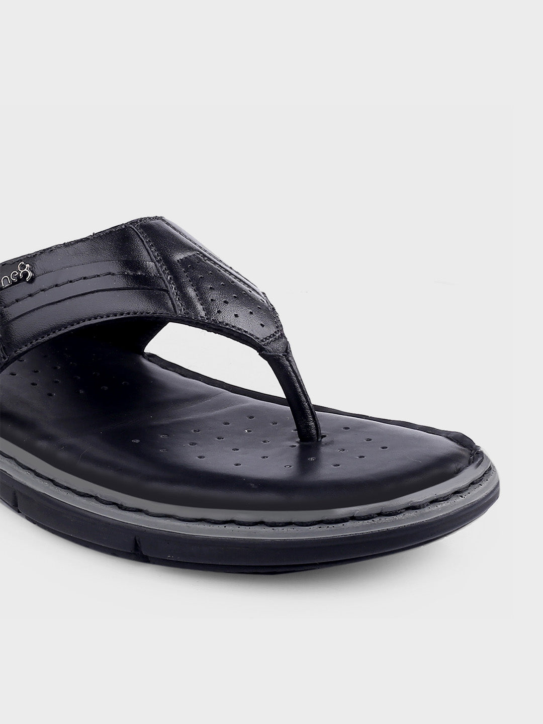 Black Leather Slip-On Slippers