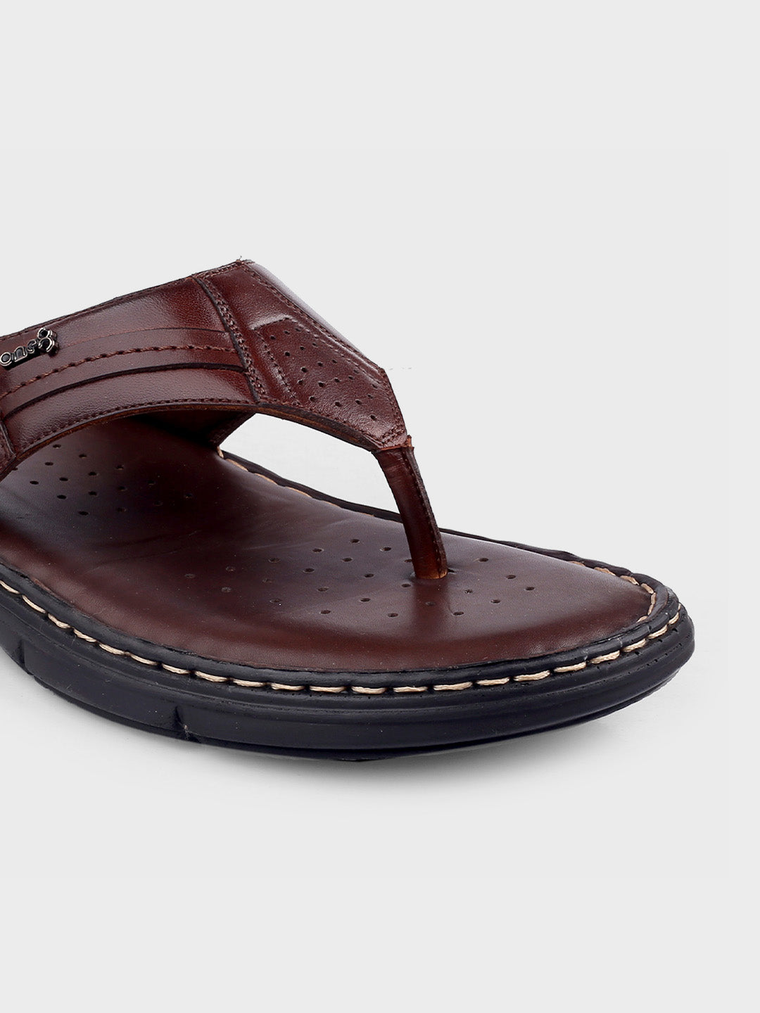 Brown Leather Slip-On Slippers