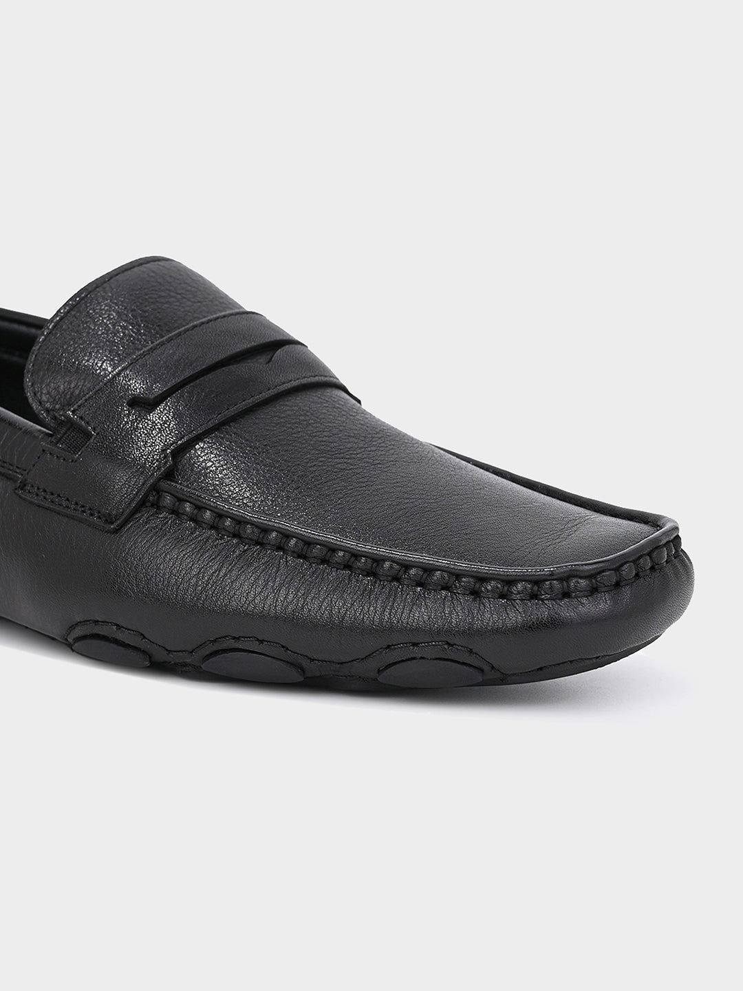 Black Men's Leather Driving Loafers