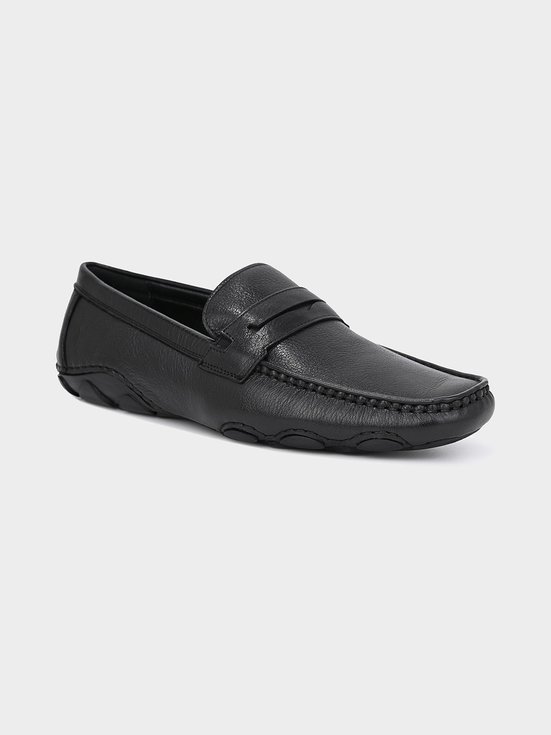 Black Men's Leather Driving Loafers