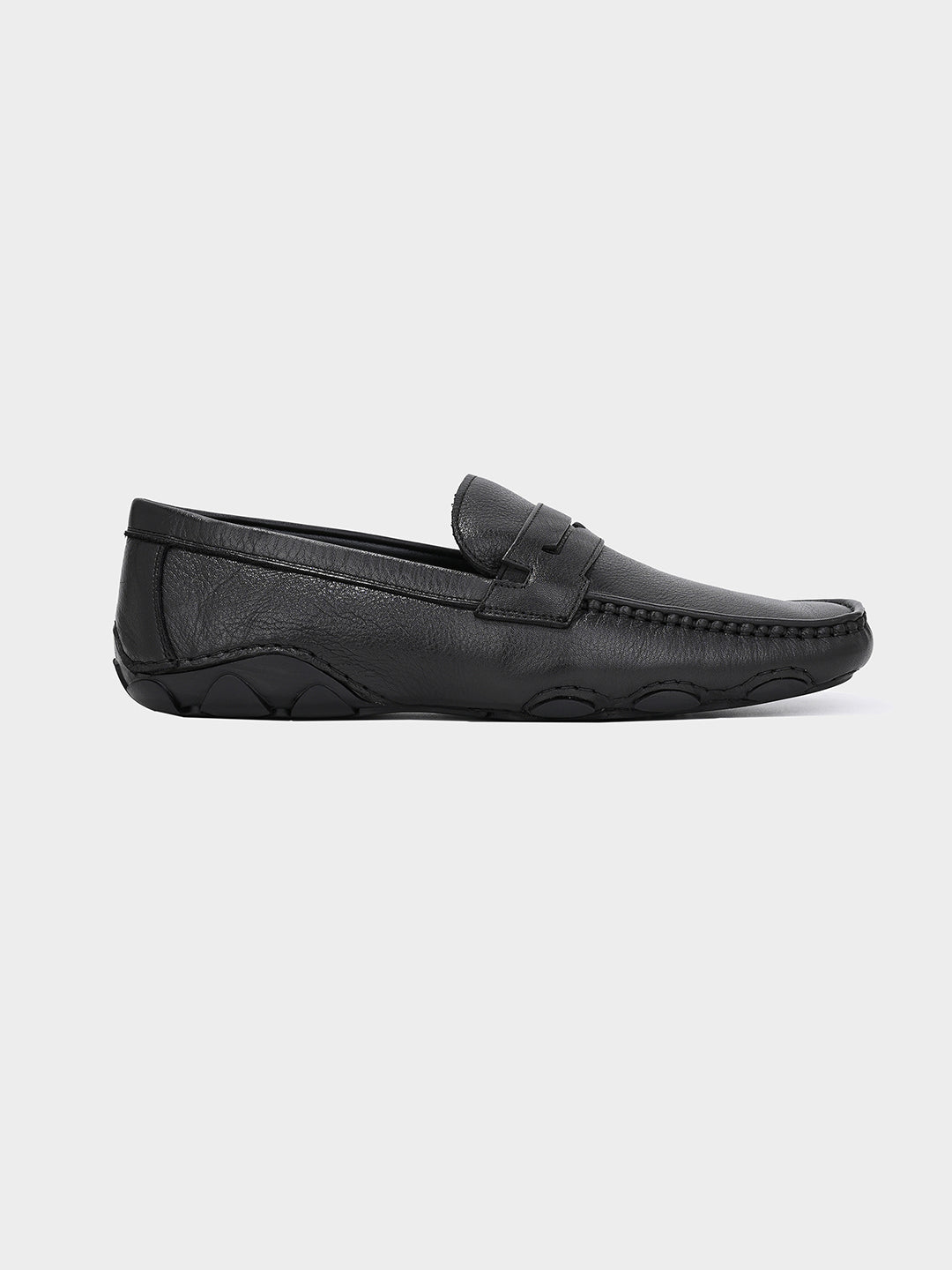 Black Men's Leather Driving Loafers