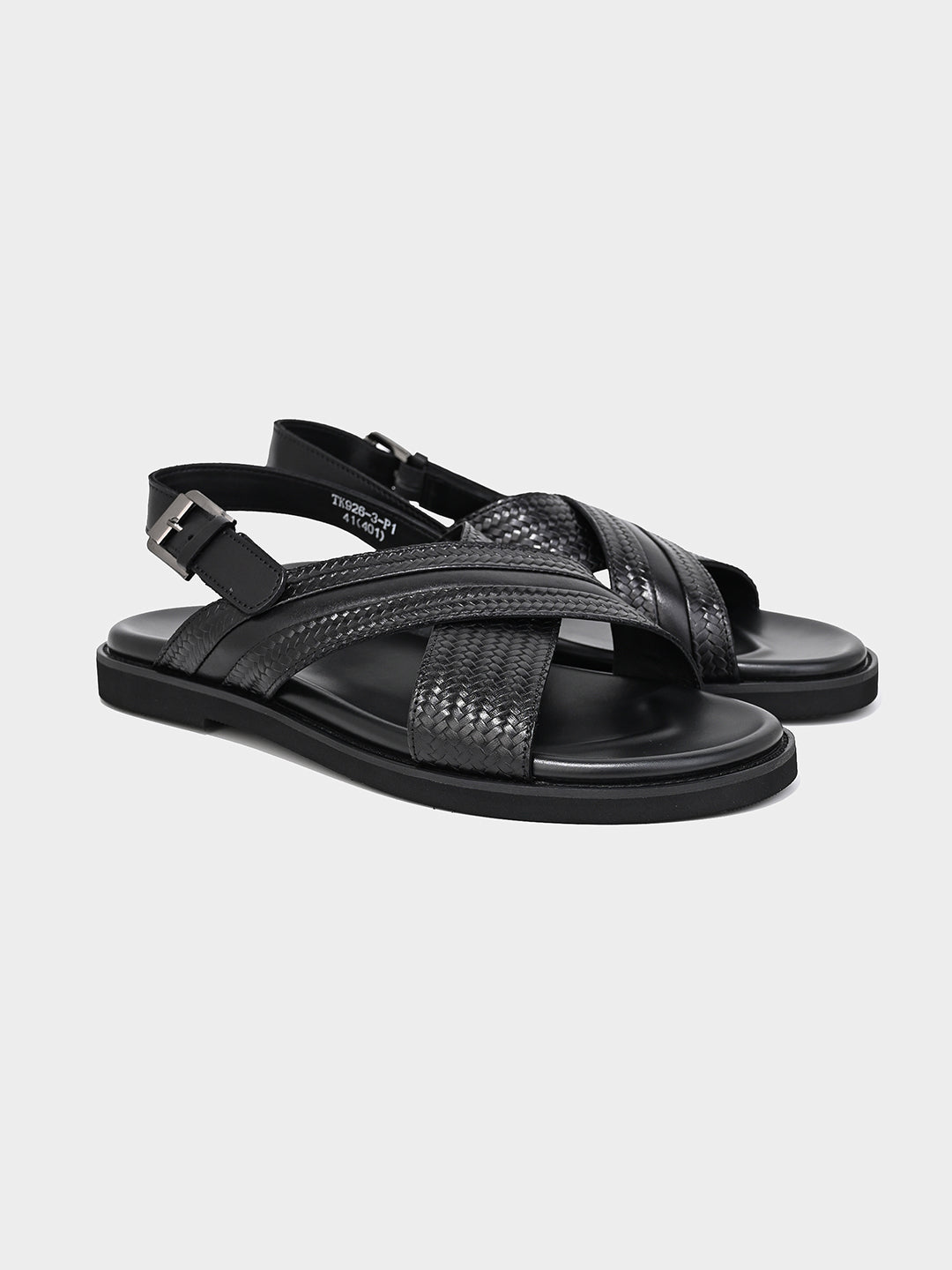 Black Leather Strap Sandals