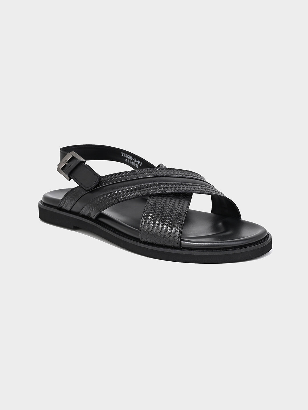 Black Leather Strap Sandals