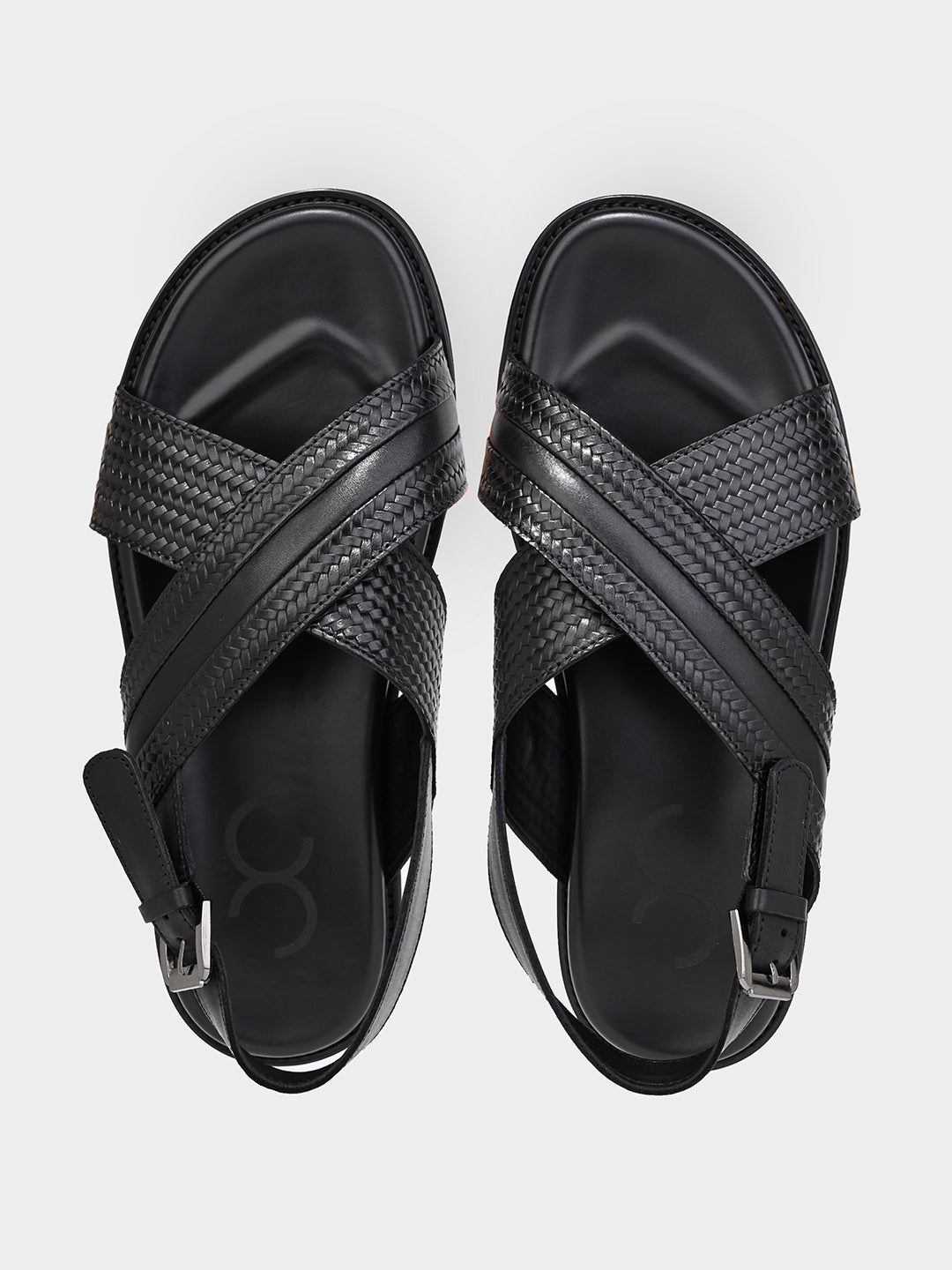 Black Leather Strap Sandals