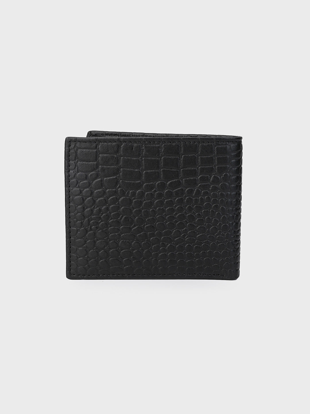 Black Crocodile-Embossed Bifold Wallet