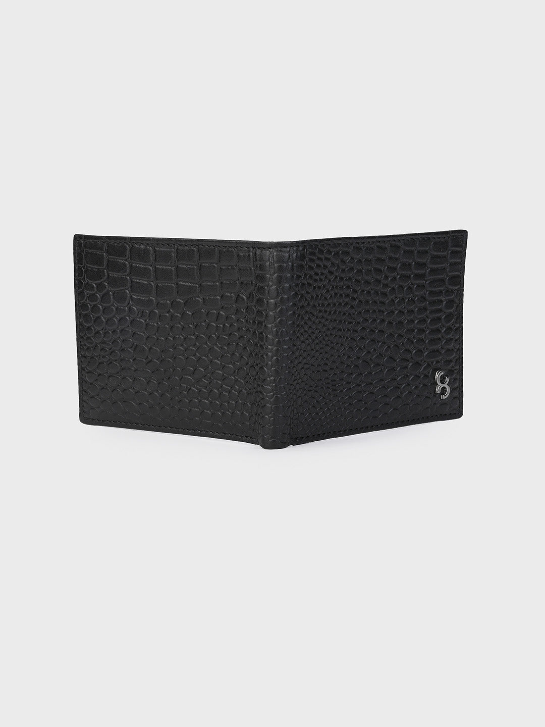 Black Crocodile-Embossed Bifold Wallet