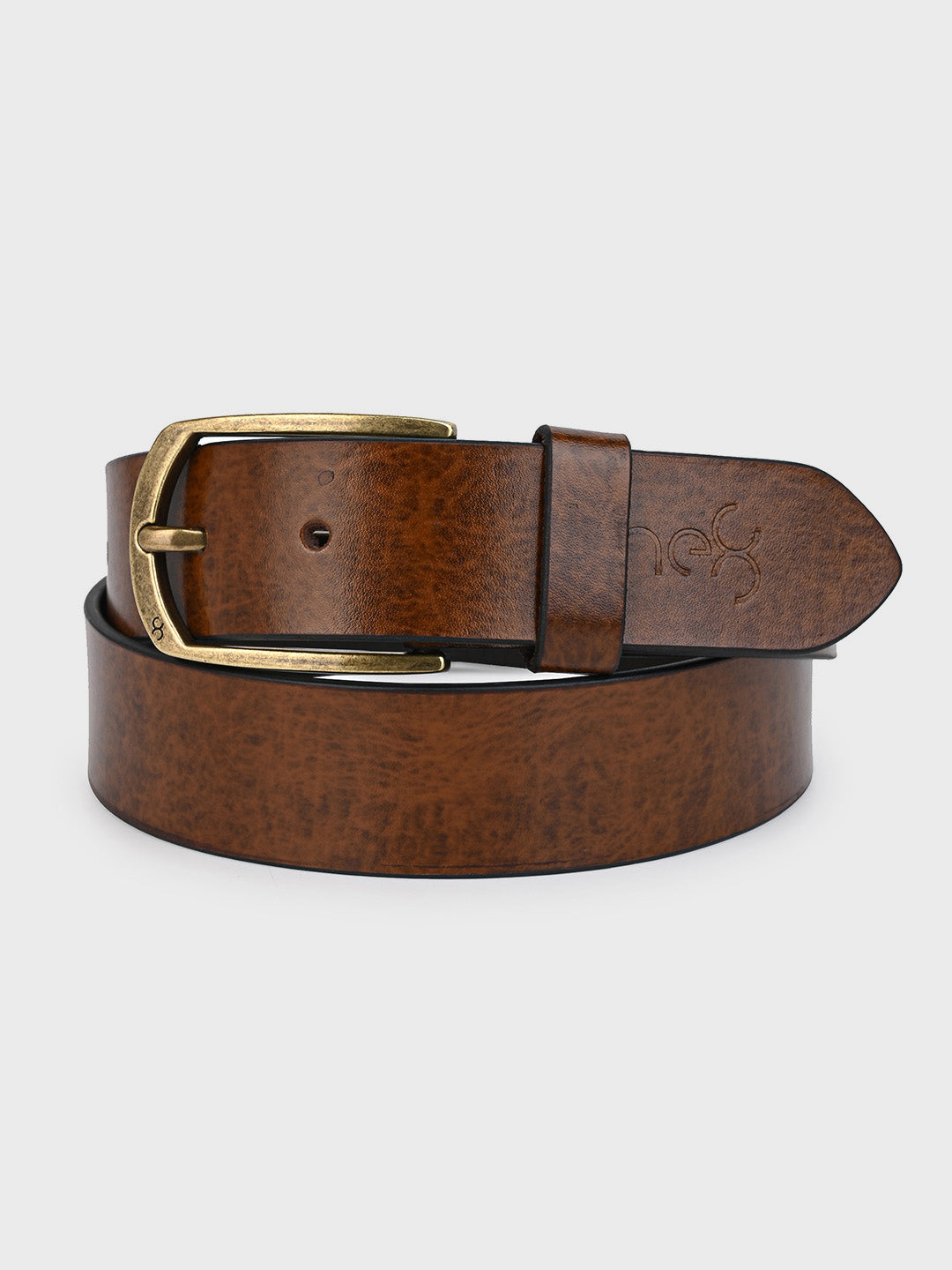 One8 Tan Men's Genuine Leather Tang Closure Semi-Formal Belt