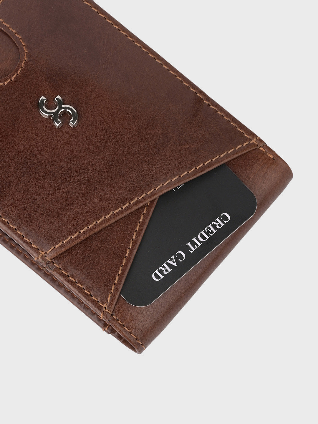 Brown Premium Leather Lightweight Credit Card Holder Wallet with RFID Blocking Lining