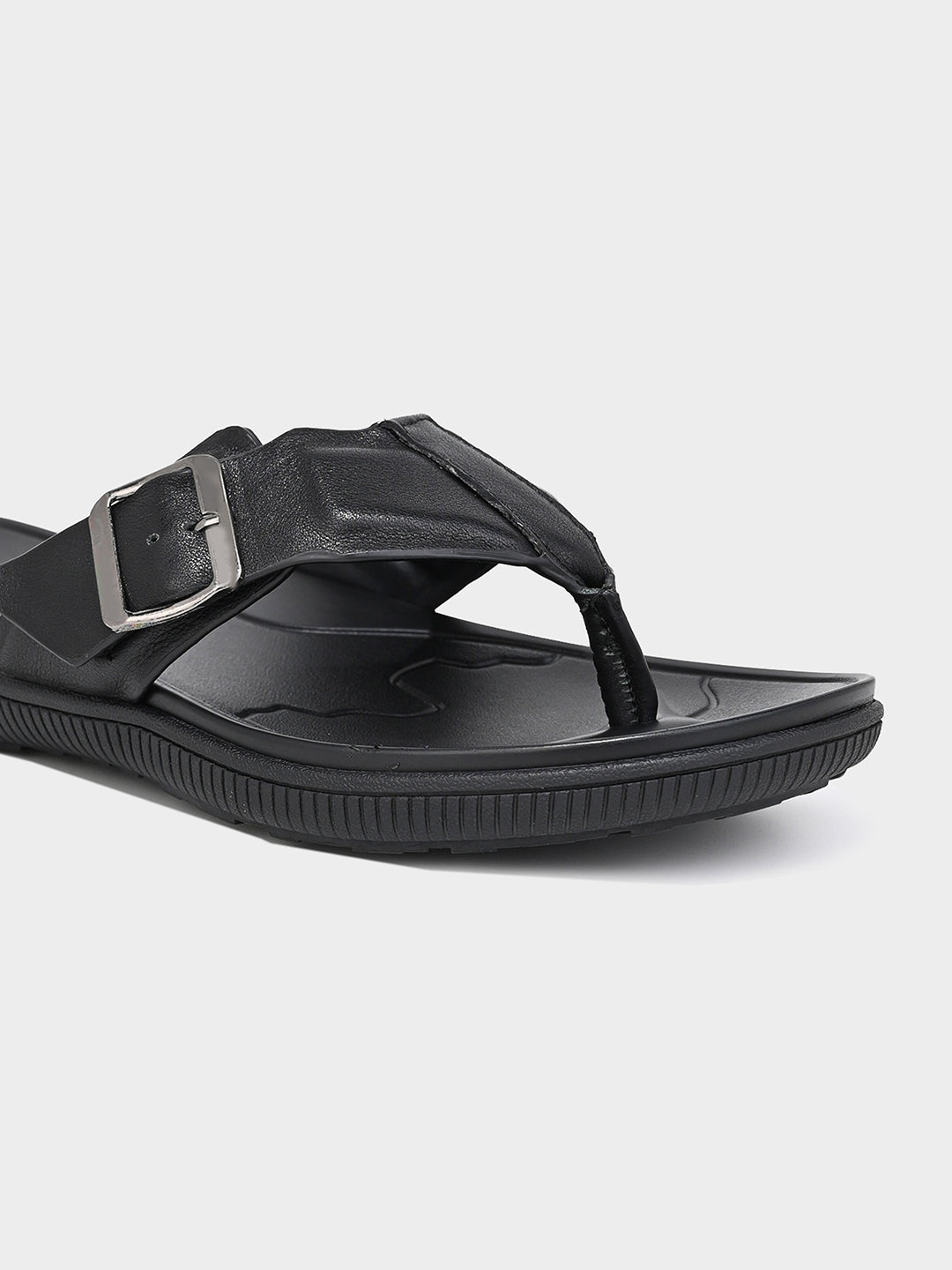 Black Men's Leather Sandals