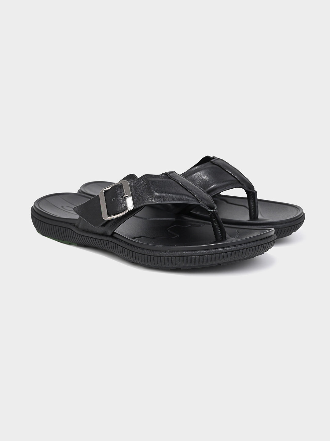 Black Men's Leather Sandals