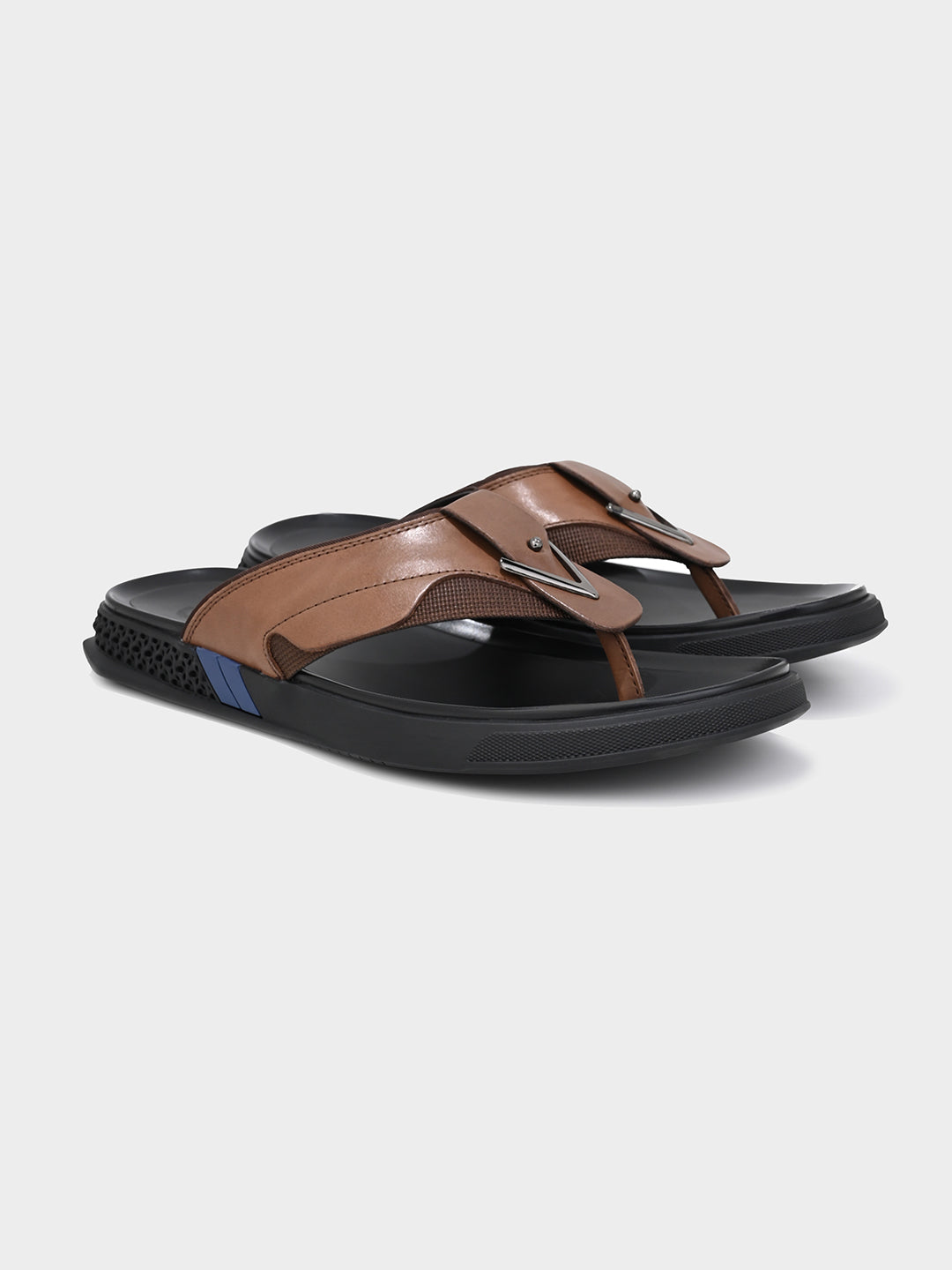 Tan Men's Leather Flip-Flop Sandals