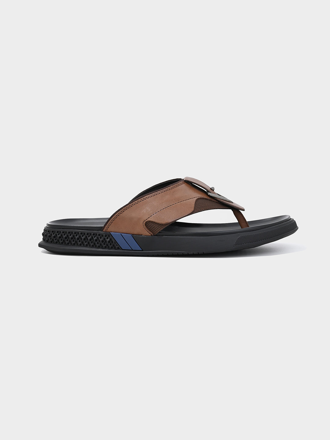 Tan Men's Leather Flip-Flop Sandals