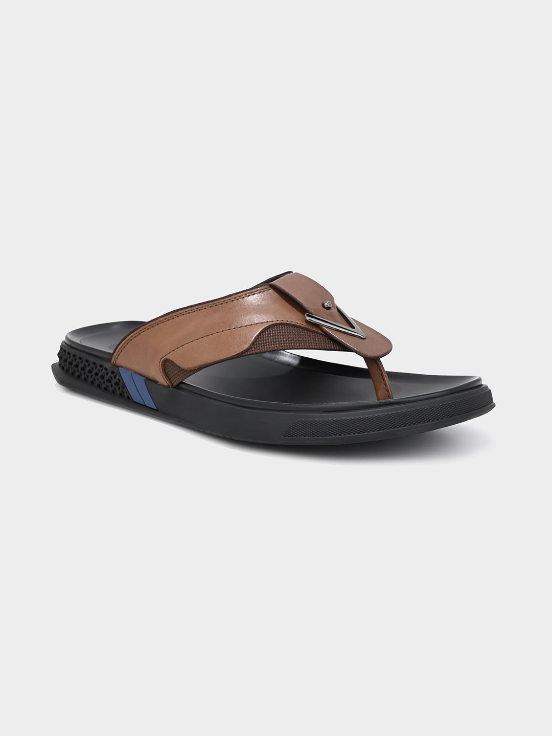 Tan Men's Leather Flip-Flop Sandals