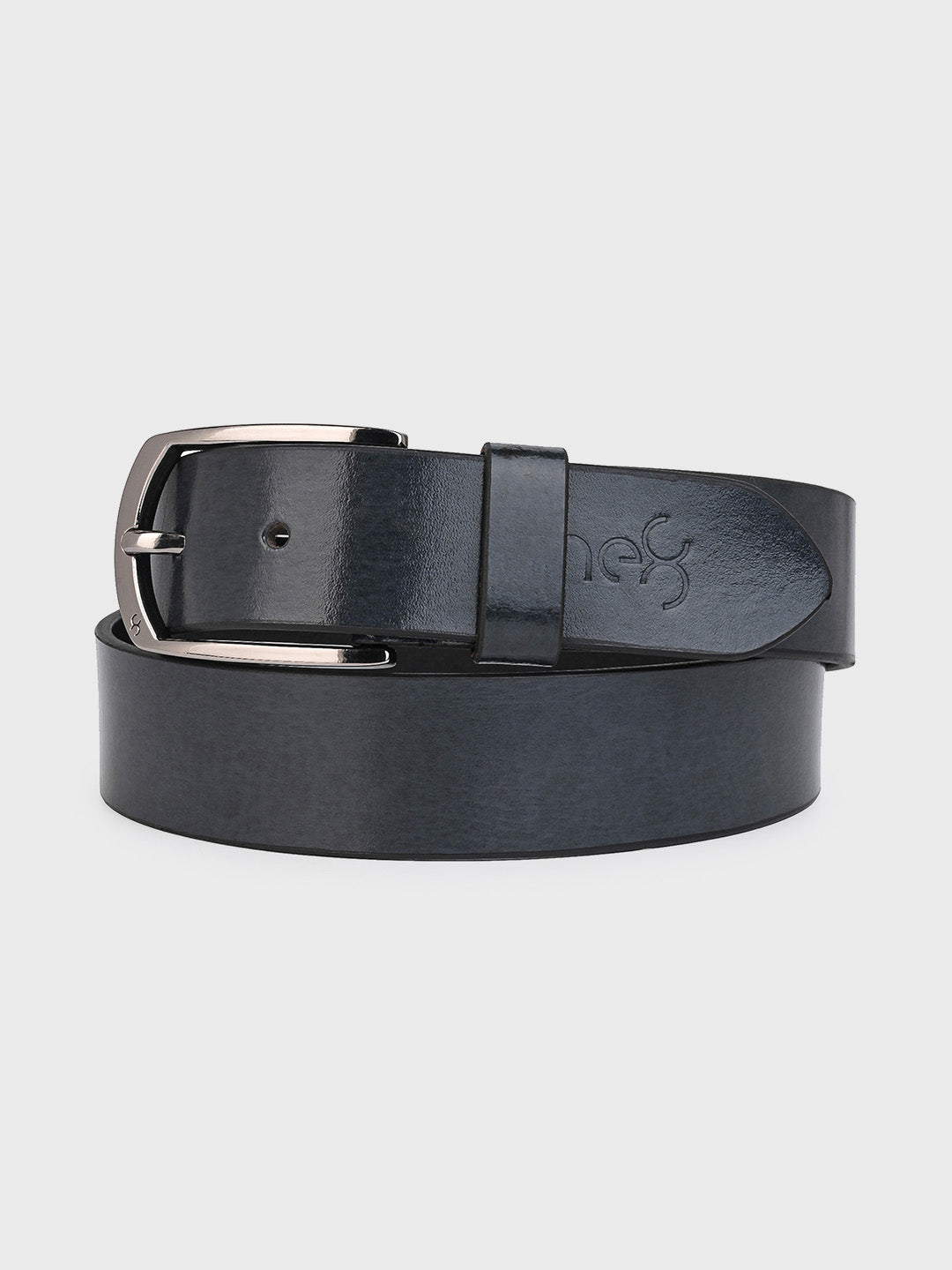 One8 Black Men's Genuine Leather Tang Closure Semi-Formal Belt