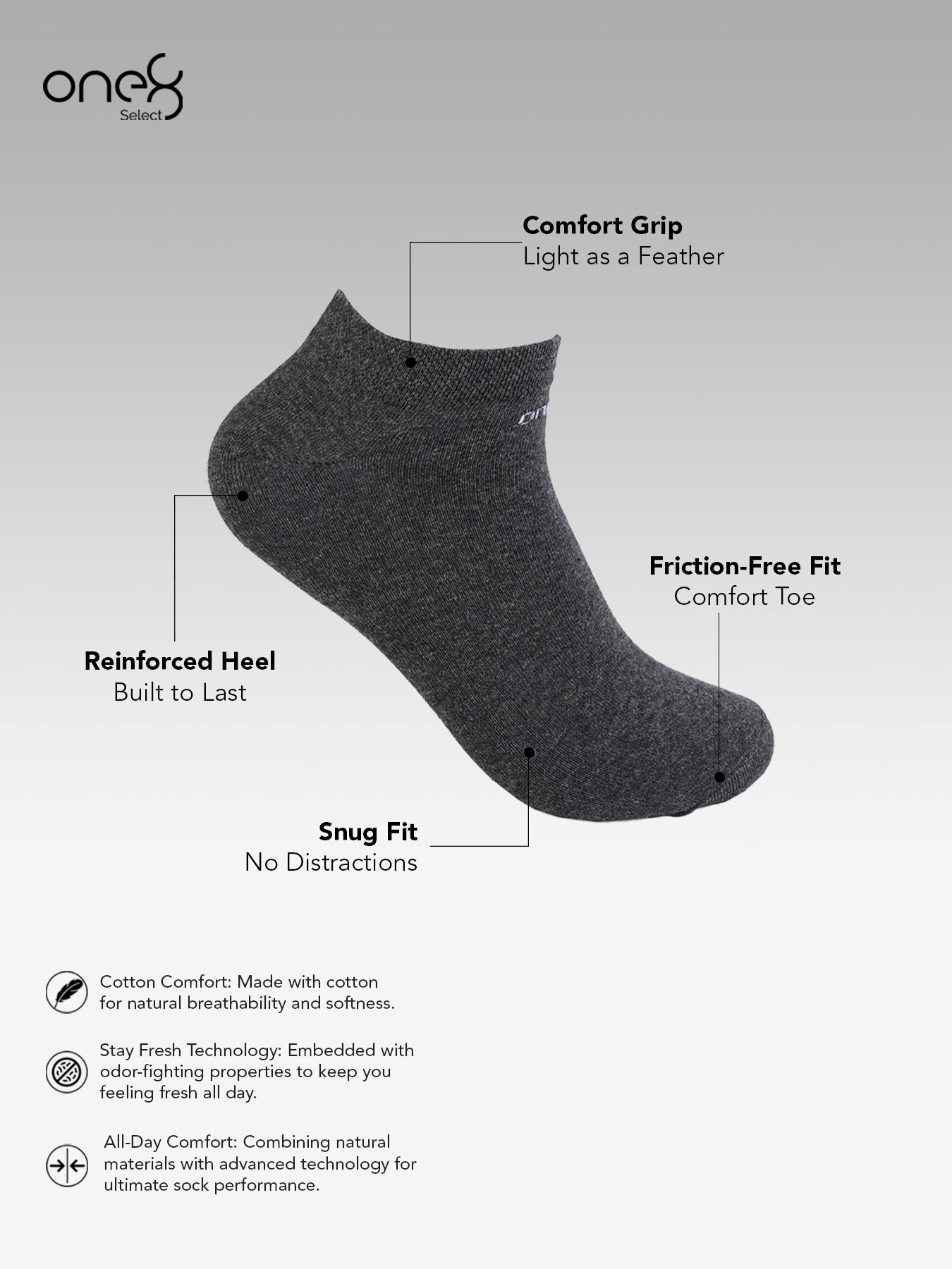 Men's Ankle Socks - All-Day Comfort and Performance with Stay Fresh Odour-Fighting Properties