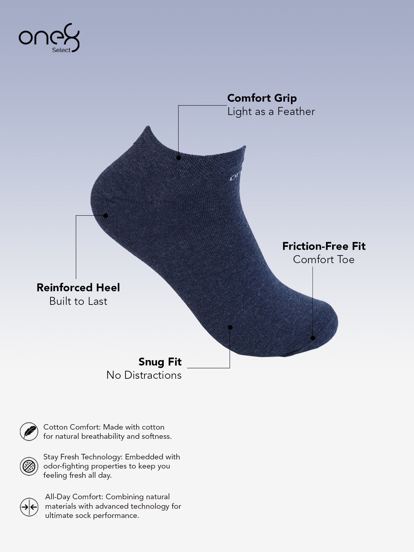 Men's Ankle Socks - All-Day Comfort and Performance with Stay Fresh Odour-Fighting Properties