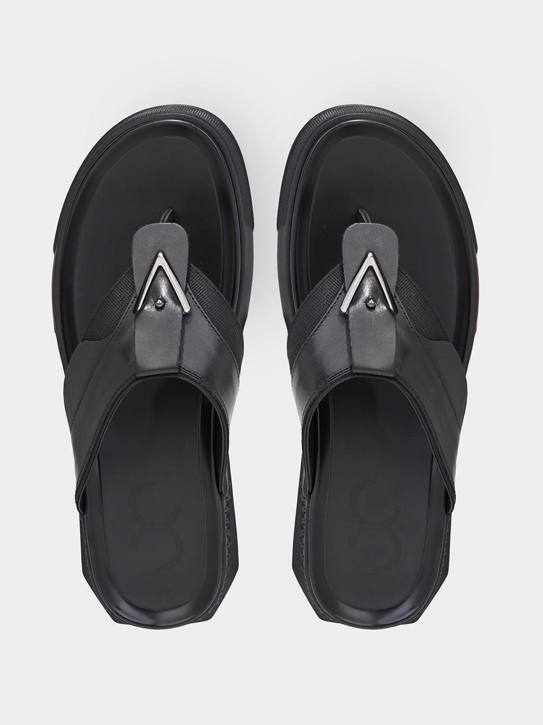 Black Men's Leather Flip-Flop Sandals