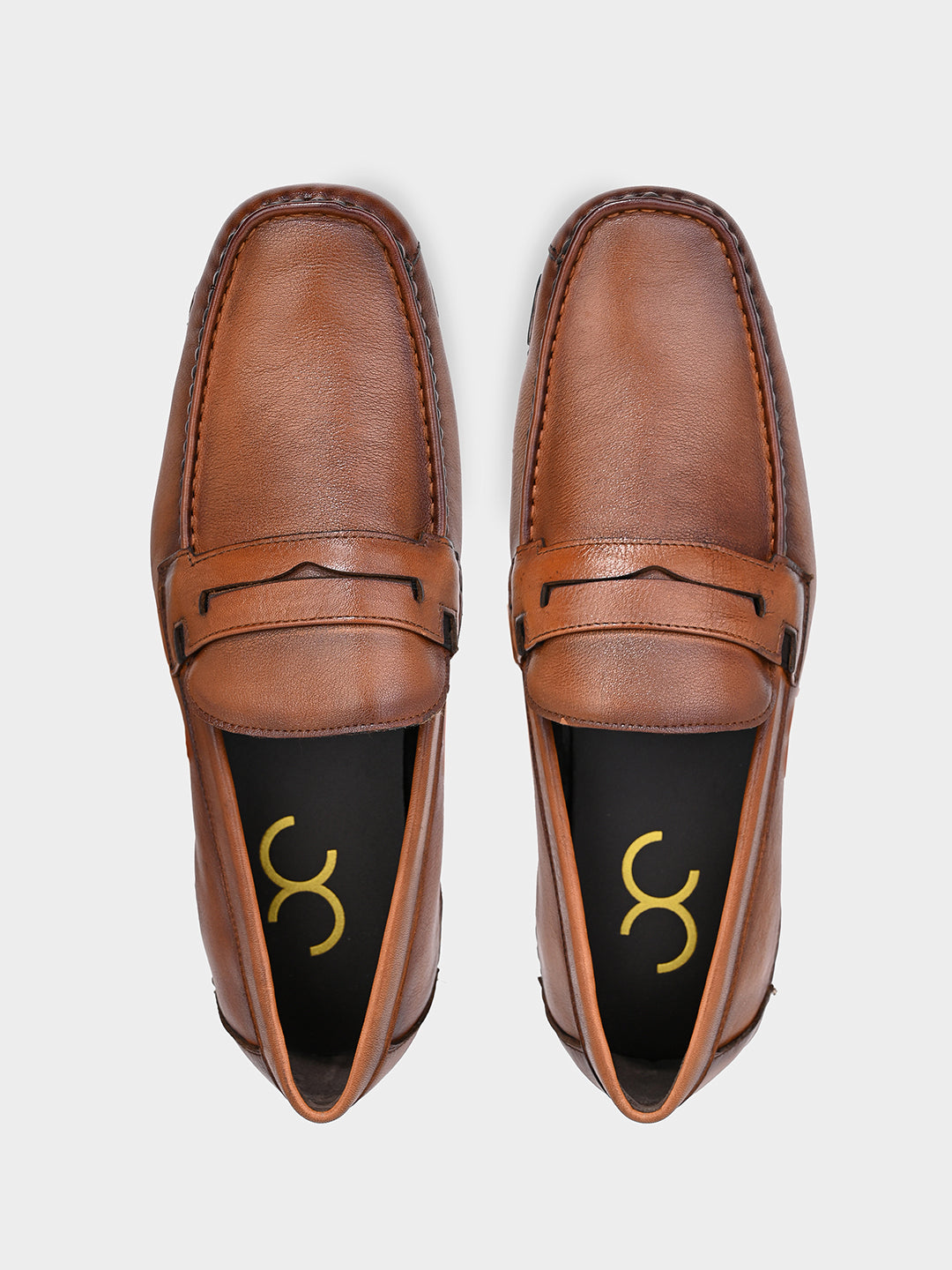 Tan Men's Leather Driving Loafers