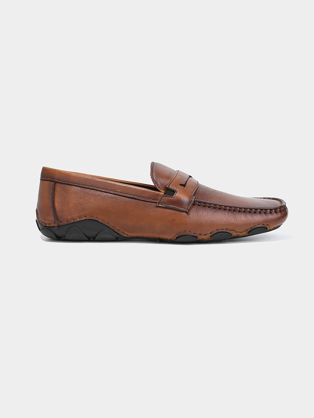 Tan Men's Leather Driving Loafers