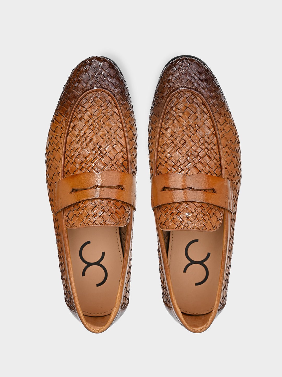 Tan Woven Leather Penny Loafer