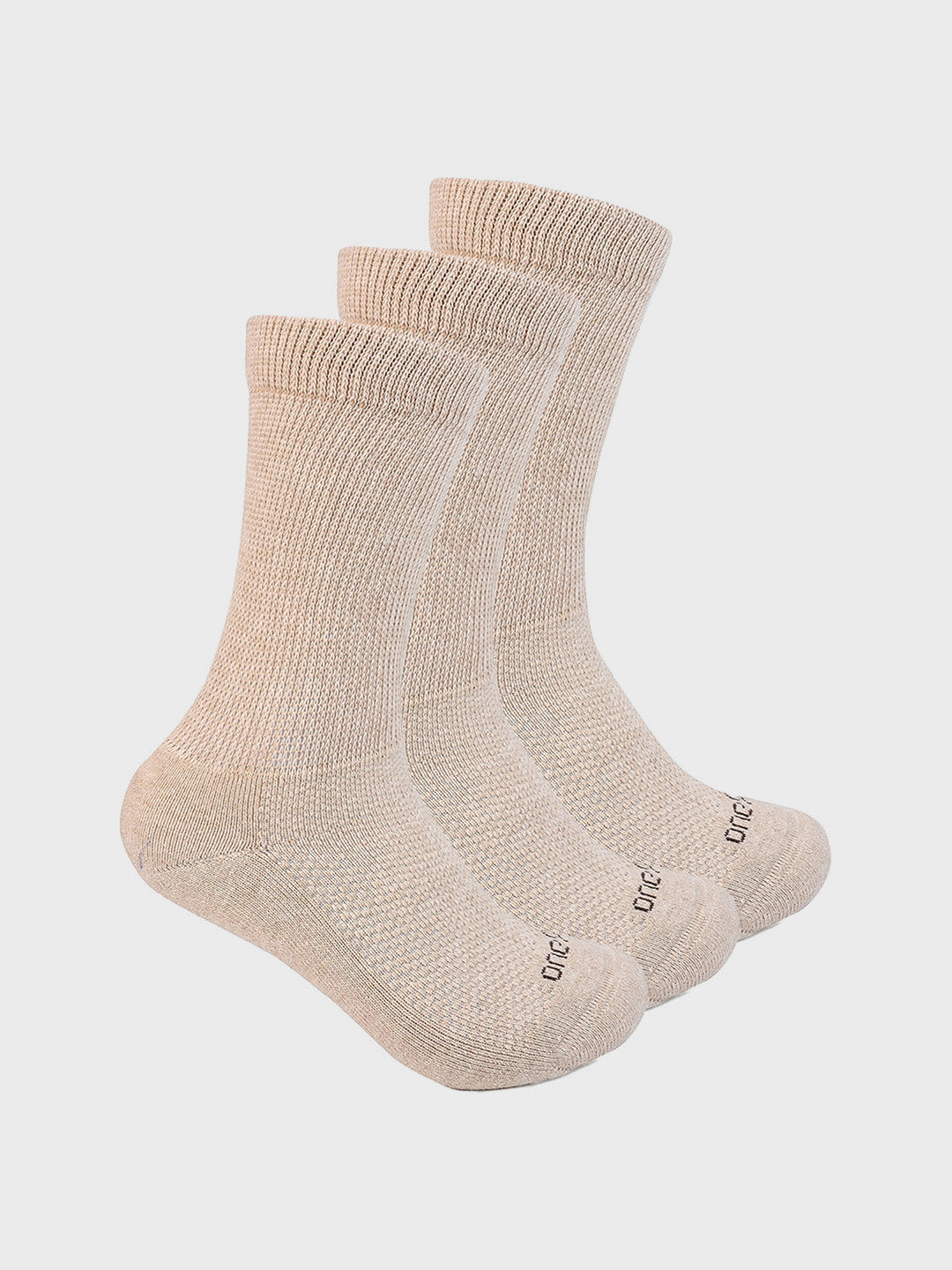 Beige Health Crew Socks with Compression (Pack of 3)