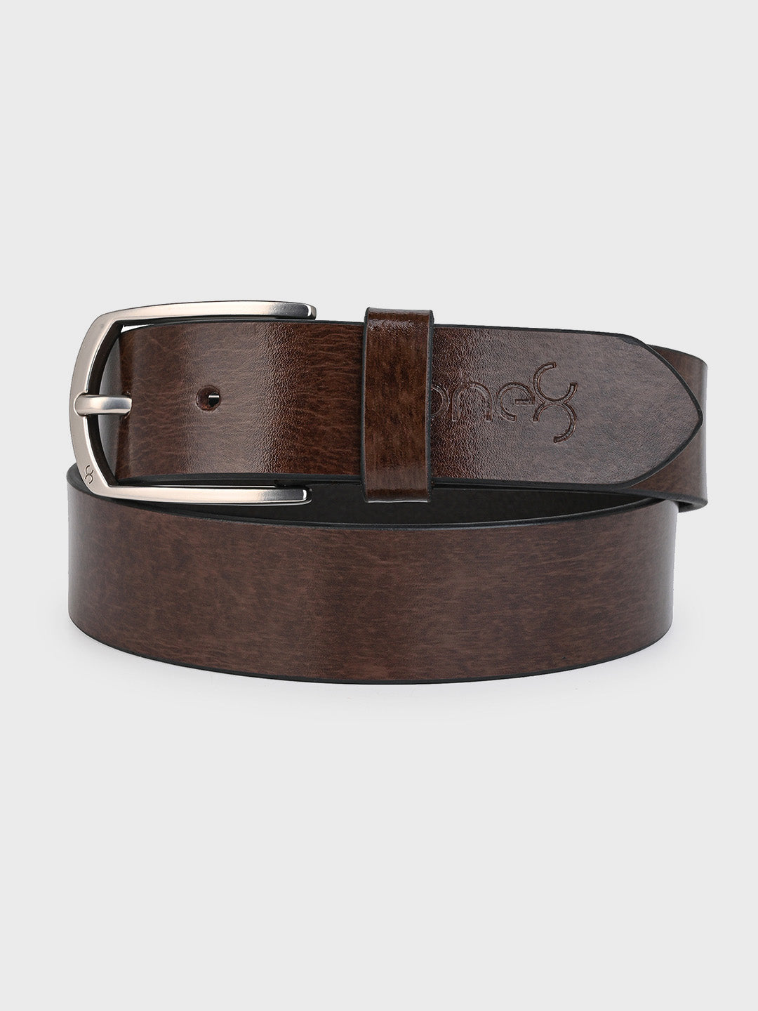 One8 Brown Men's Genuine Leather Tang Closure Semi-Formal Belt