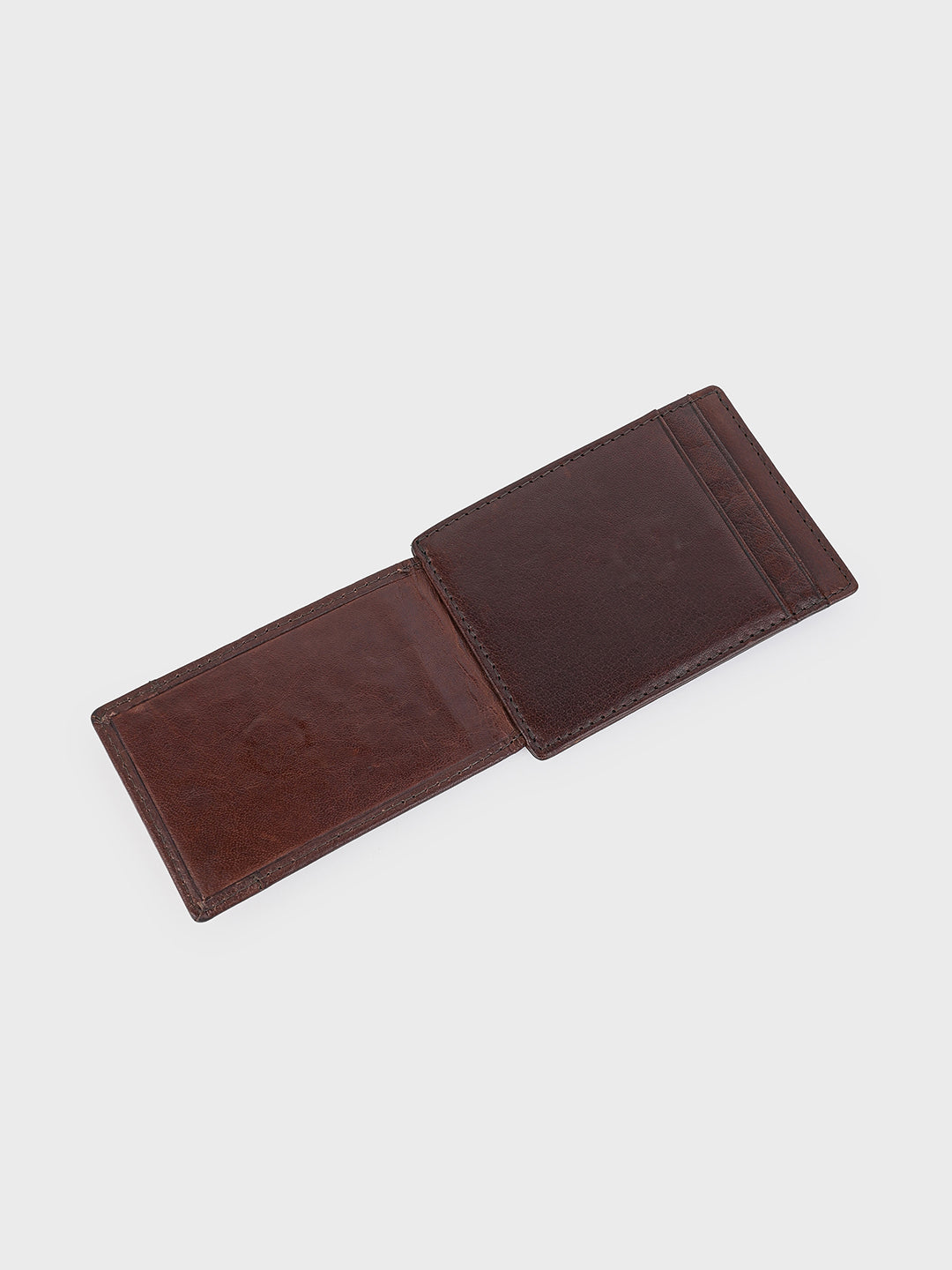 Brown Money Clip Wallet with Intricate Weave