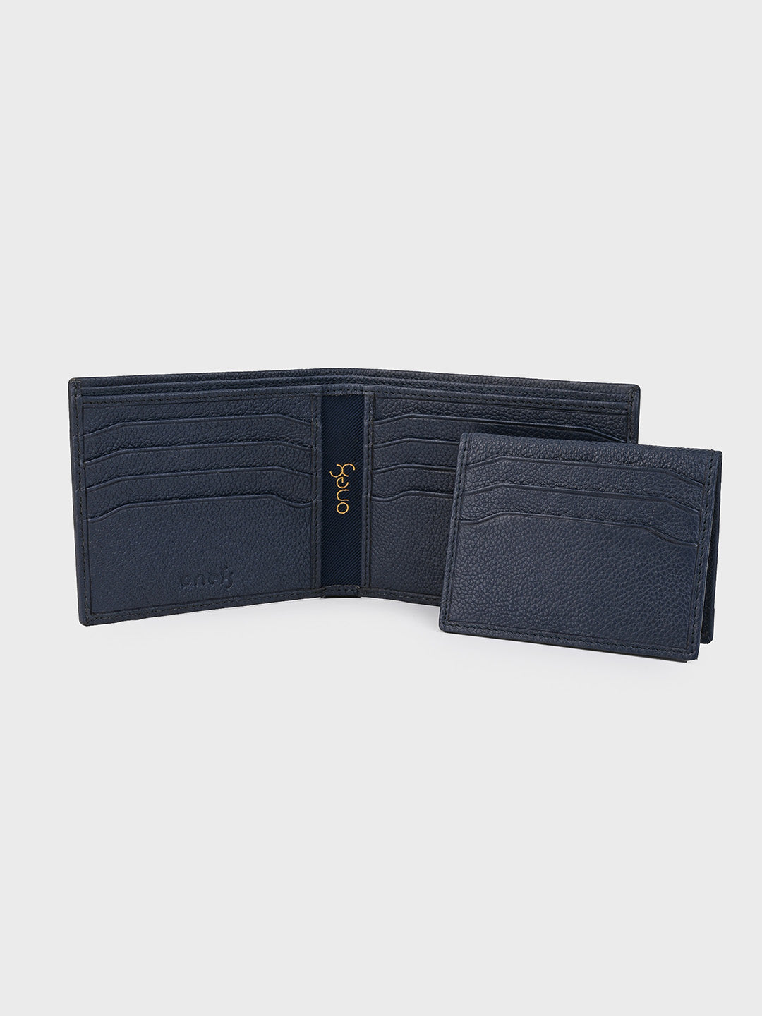 Navy Removable Card Holder Leather Wallet