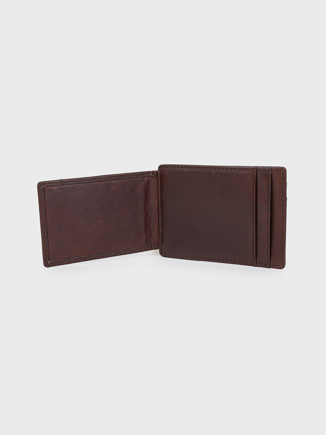 Brown Money Clip Wallet with Intricate Weave