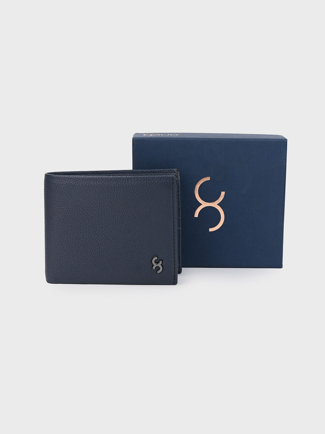 Navy Removable Card Holder Leather Wallet