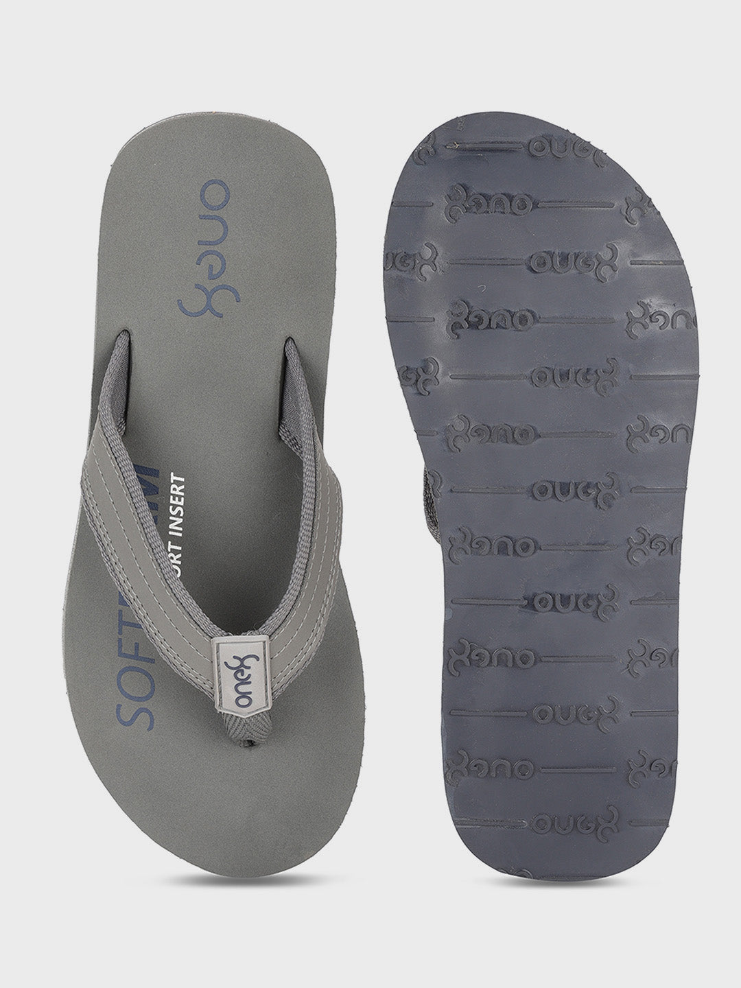 Grey Light-Weight Anti-Skid Bounce Back Mid-Sole Comfortable All Day Wear Slip-ons Slippers/Chappals/Flip-Flops