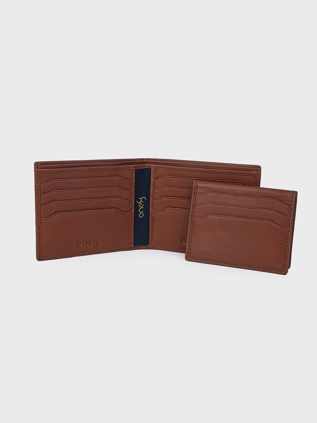 Tan Removable Card Holder Leather Wallet