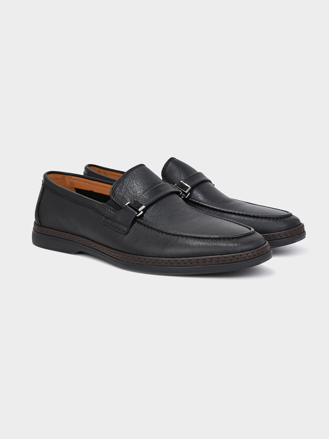 Black Leather Penny Loafer Shoes