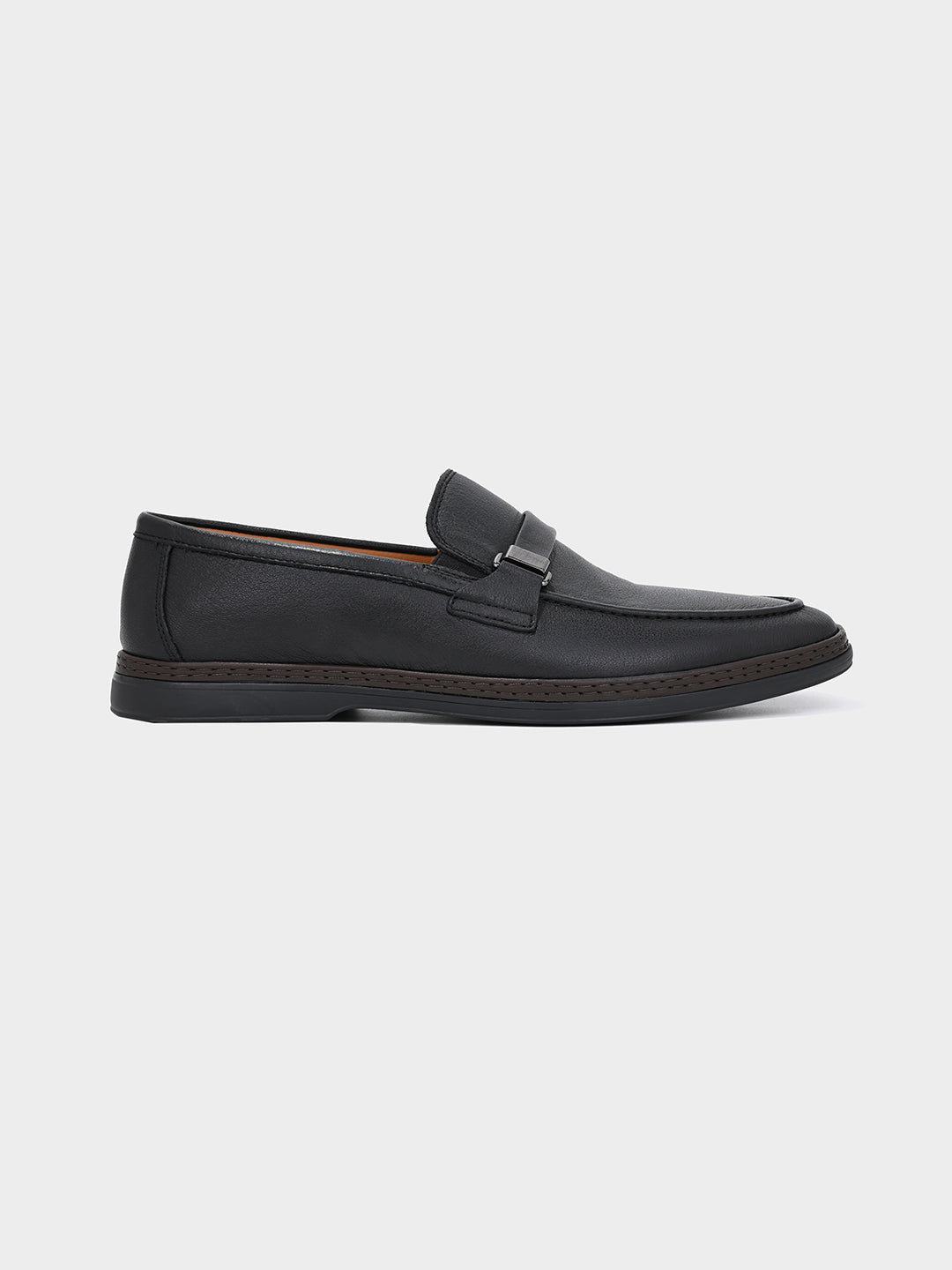 Black Leather Penny Loafer Shoes