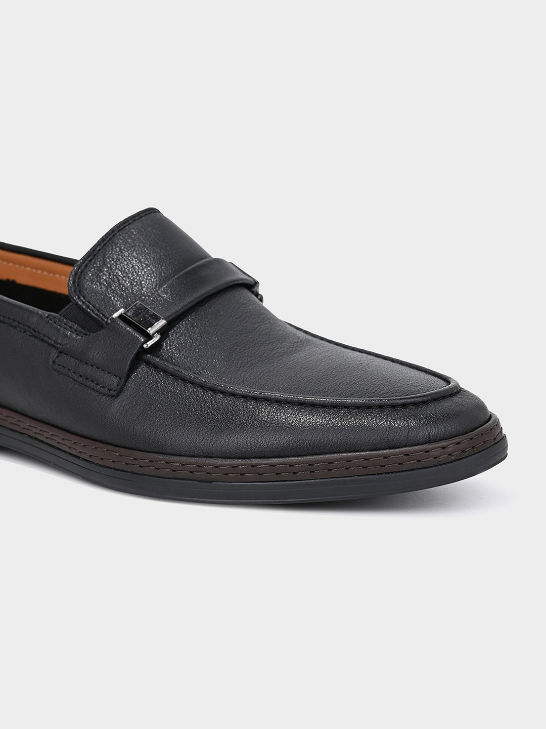 Black Leather Penny Loafer Shoes