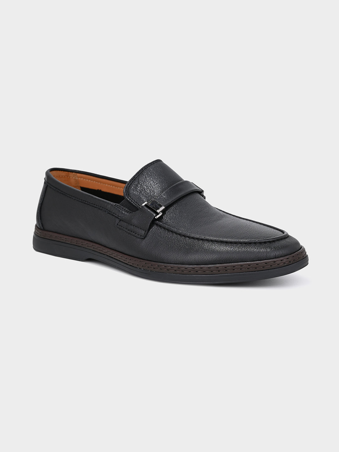 Black Leather Penny Loafer Shoes