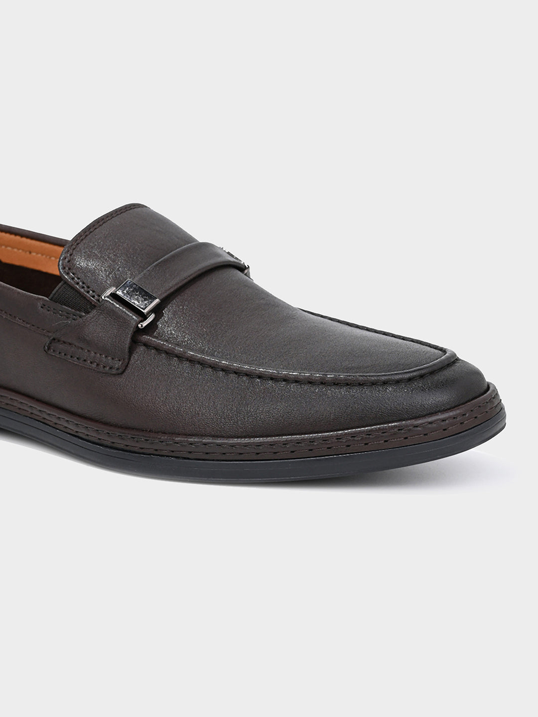 Brown Leather Penny Loafer Shoes