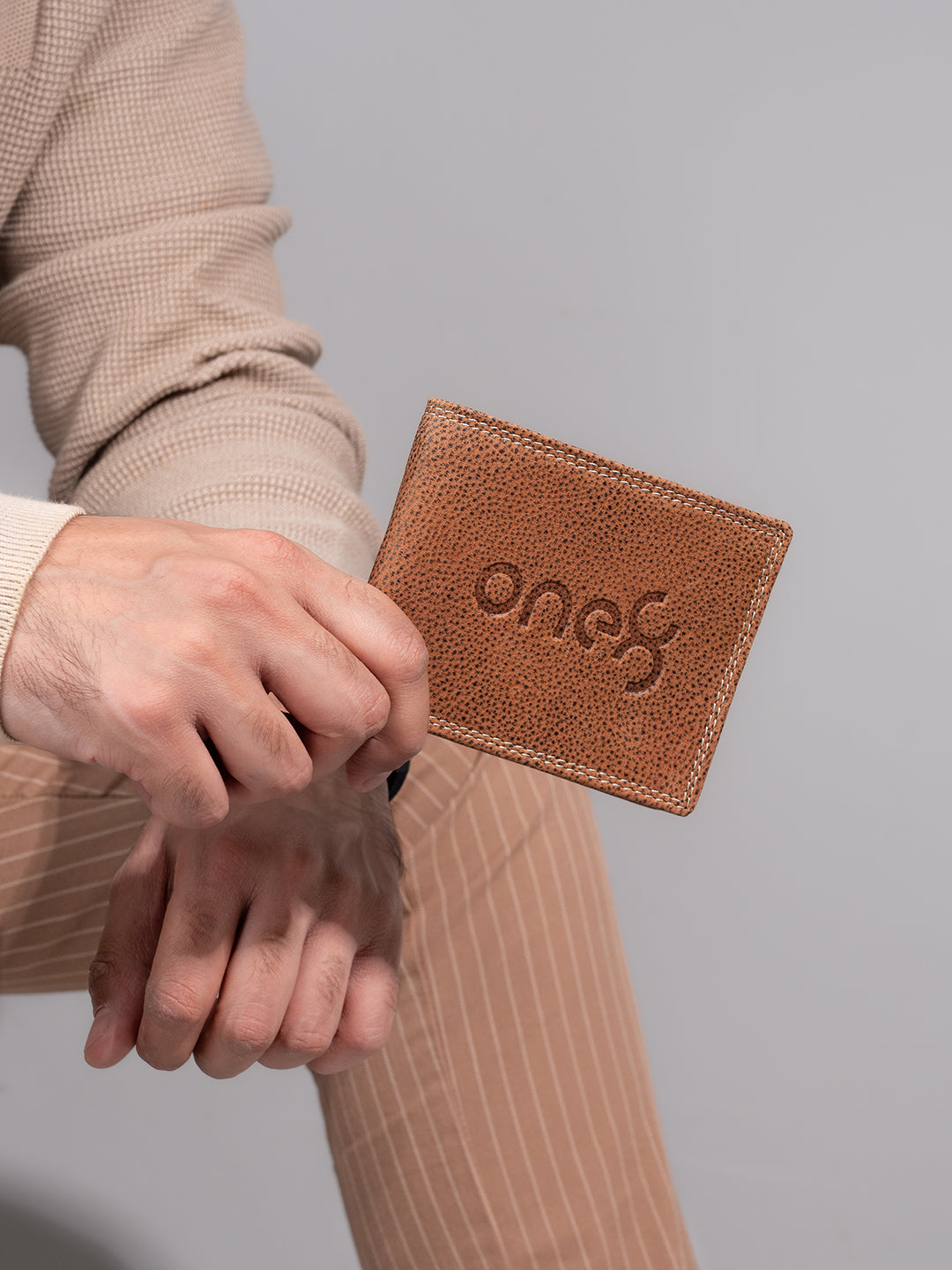 Tan Textured Leather Wallet