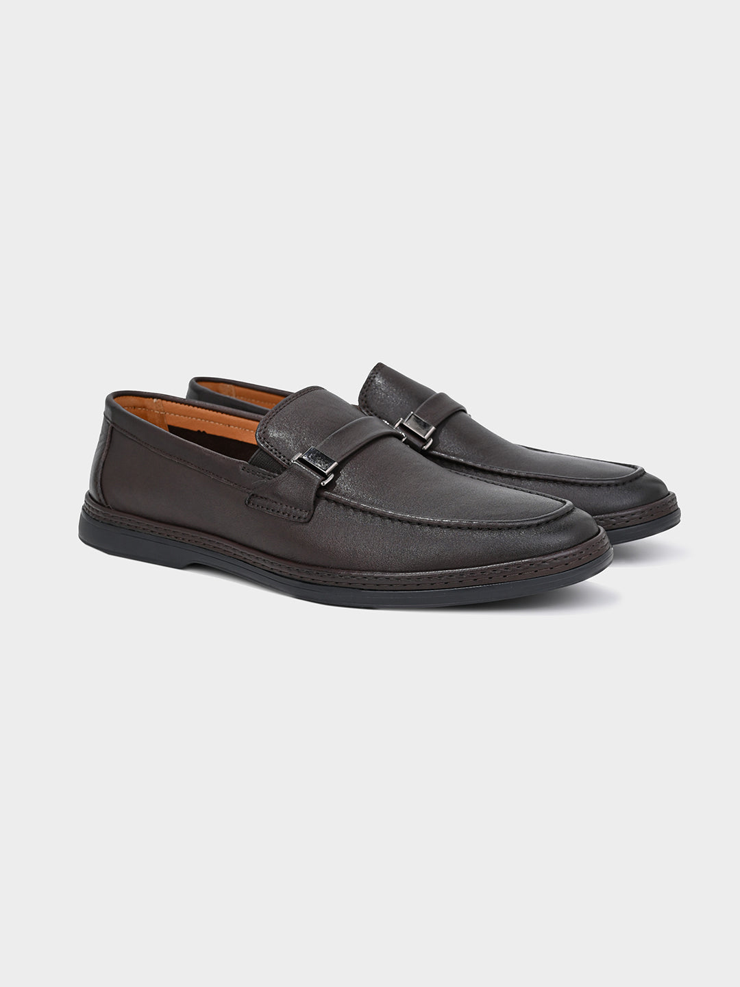 Brown Leather Penny Loafer Shoes