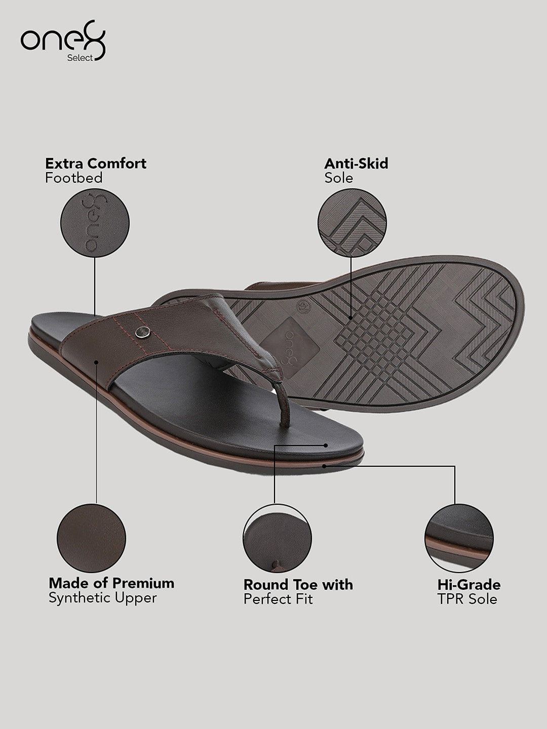 Brown Men's Ethnic & Smart-Casuals Lightweight Slip-on Comfort Sandals