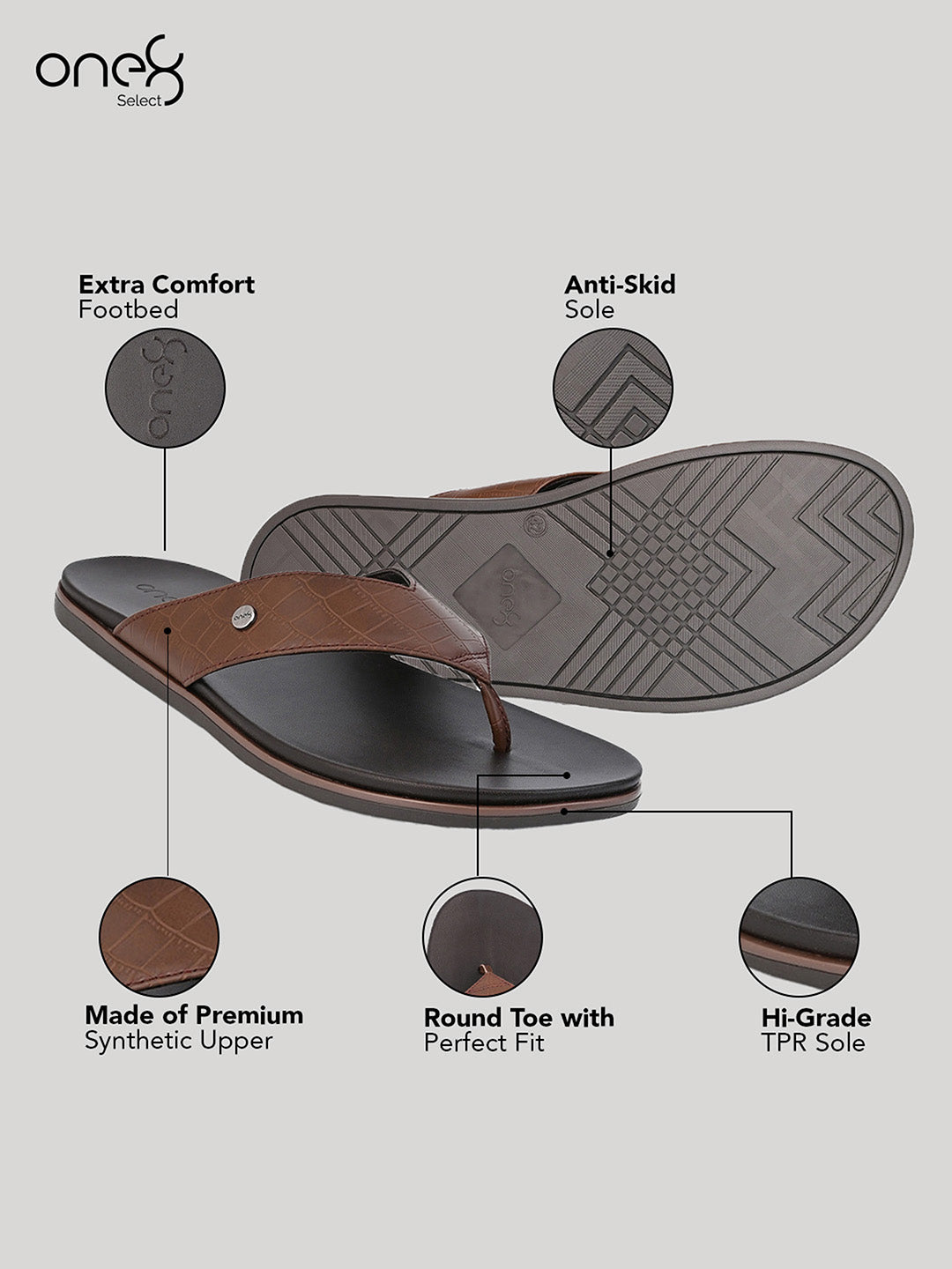 Tan Men's Ethnic & Smart-Casuals Lightweight Slip-on Comfort Sandals