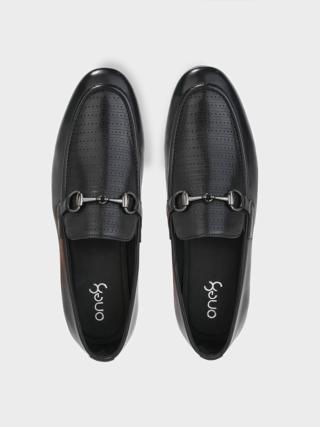 Black Leather Men's Loafer Slip-On Shoes