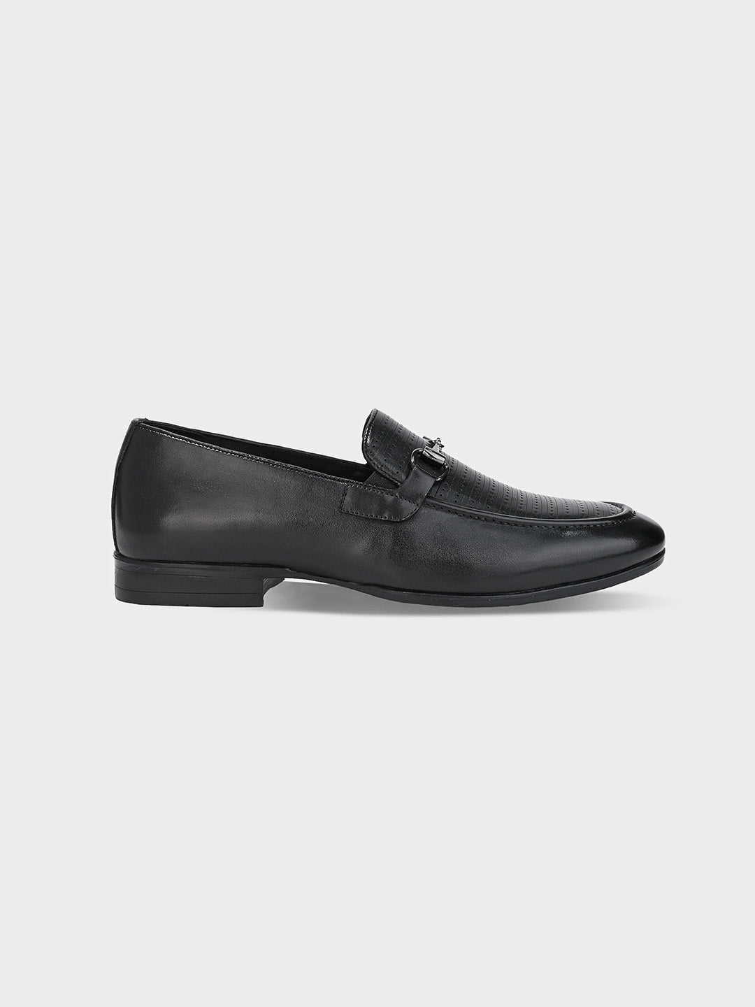 Black Leather Men's Loafer Slip-On Shoes