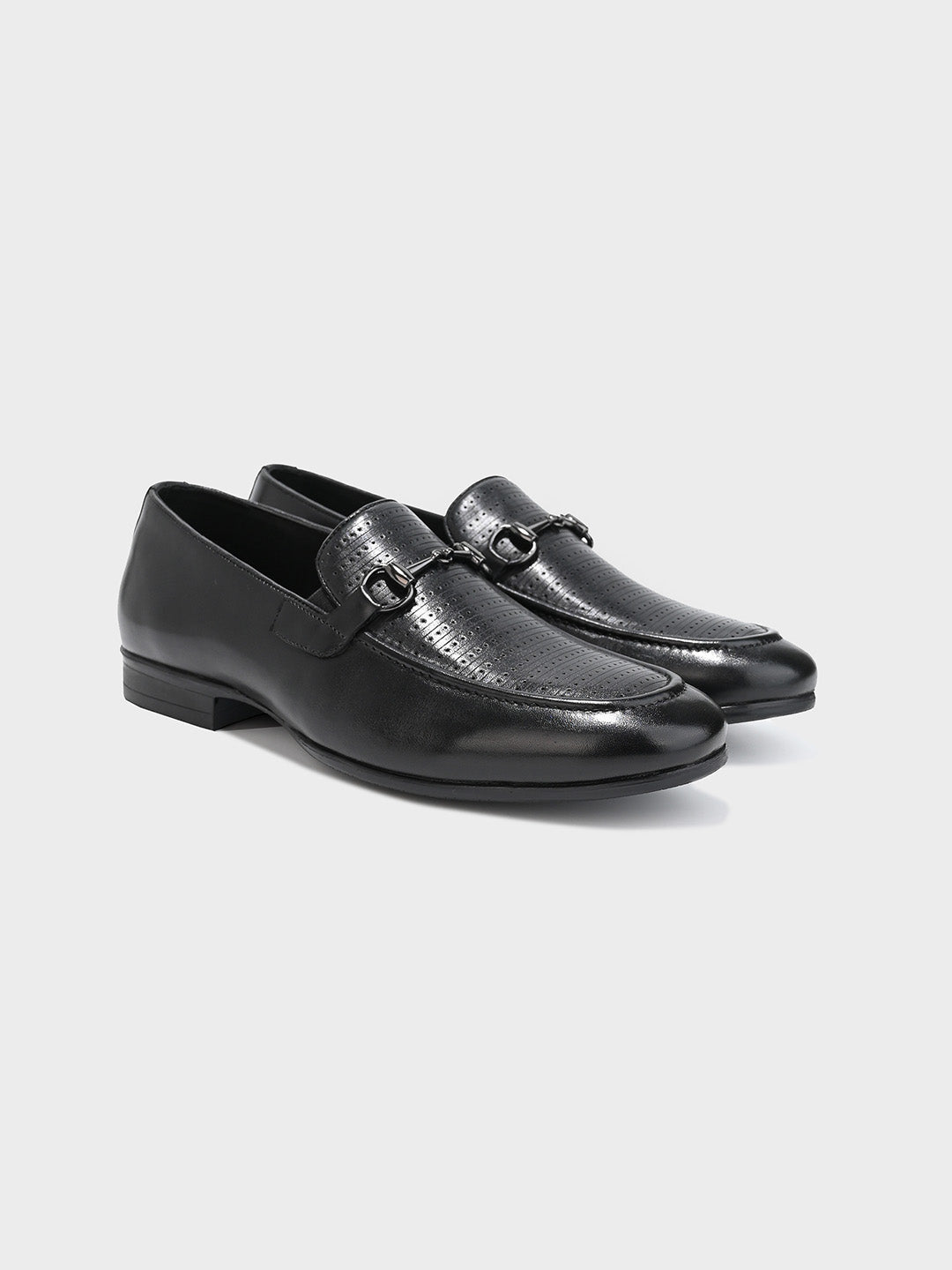 Black Leather Men's Loafer Slip-On Shoes – One8 Select